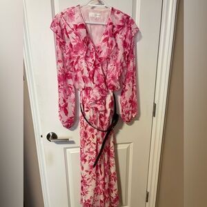 Zara Pink Floral Midi Dress REF 5029/088. Size Large. Like new